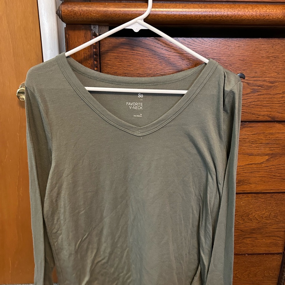 SO Women's Olive V-Neck Top